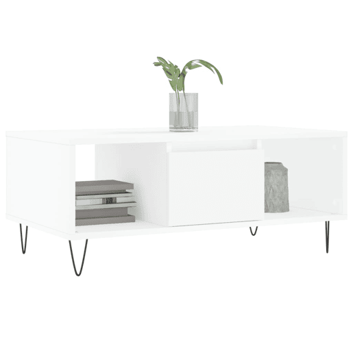 Mesa de Centro, Mesa baixa, 90x50x36,5 cm derivados de madeira branco
