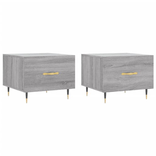 2pcs Mesas de centro, Mesas baixas 50x50x40 cm madeira proc. sonoma cinza