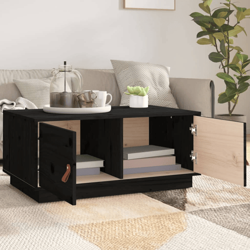 Mesa de Centro, Mesa baixa, 80x50x35 cm pinho maciço preto