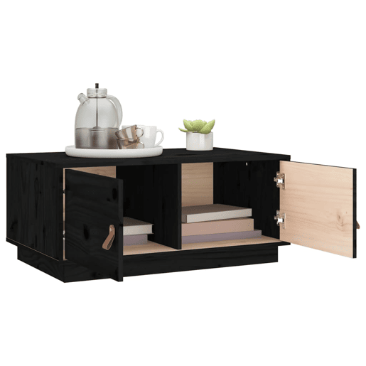 Mesa de Centro, Mesa baixa, 80x50x35 cm pinho maciço preto