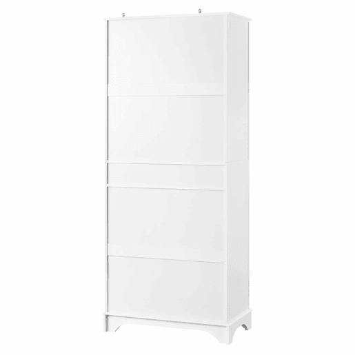 Armário alto multifuncional - prateleiras ajustáveis e gavetas - portas tipo frigorífico - Branco