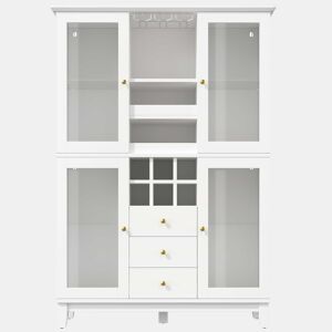 Adega 180,5 x 120 x 40 cm - iluminação LED controlada por aplicação, 3 gavetas, suporte para copos e garrafas - branco