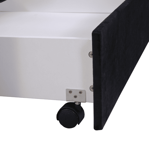 Cama estofada 180x200 cm - Com estrado, encosto e 2 gavetas - Preto