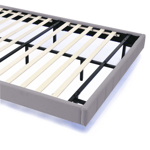 Cama para adultos 160x200 cm - cama flutuante com LED e 2 portas USB + estrado - tecido de linho - Cinzento