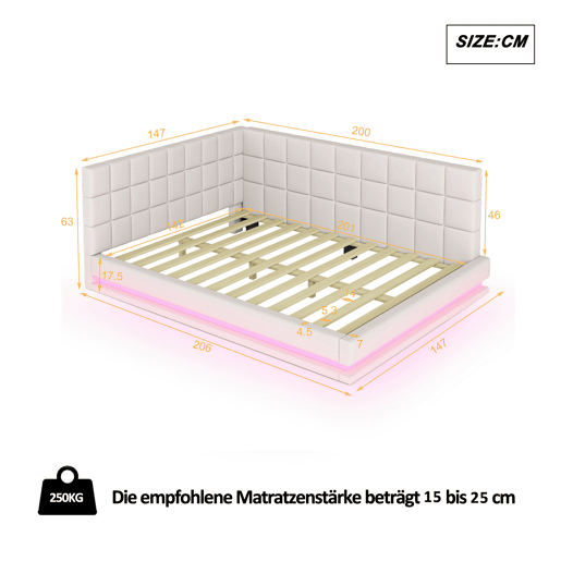 Sofá-cama estofado em veludo 140x200cm - com LED e tomada USB - Bege Sofá-cama estofado em veludo 140x200cm - com LED e tomada USB - Bege