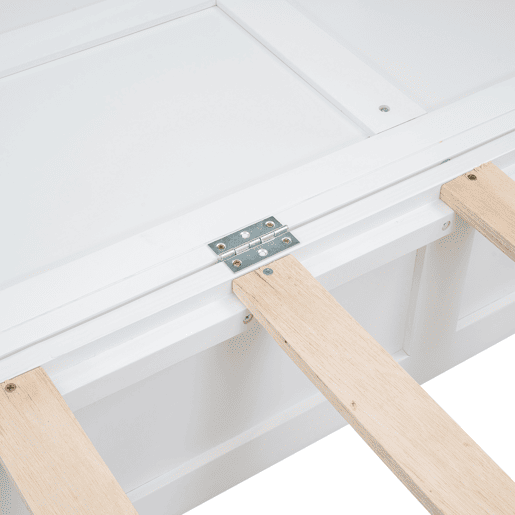 Cama Schrankbett 140x200 cm - Com gavetas na extremidade da cama e prateleira lateral - Branco