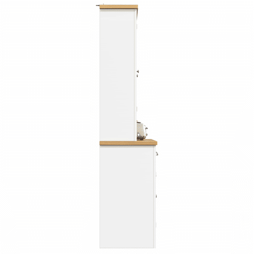 Armário alto multifuncional - com sistema anti-tombamento, porta de vidro, puxadores metálicos, fecho suave e prateleira extraível para garrafas - Branco