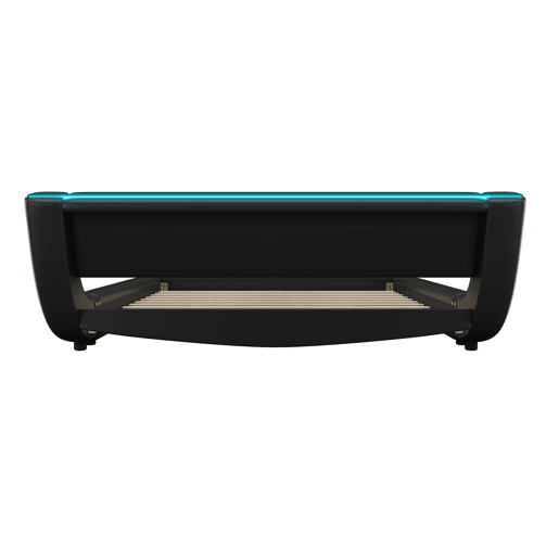 Cama plana 140x200 cm - Cama baixa, PU, luz ambiente LED, Preto