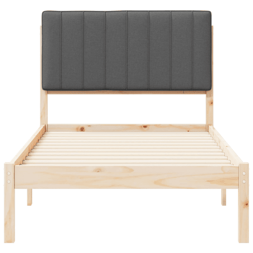 Estrutura de cama de solteiro para adultos com Cabeceira Estofada Cinza Escuro