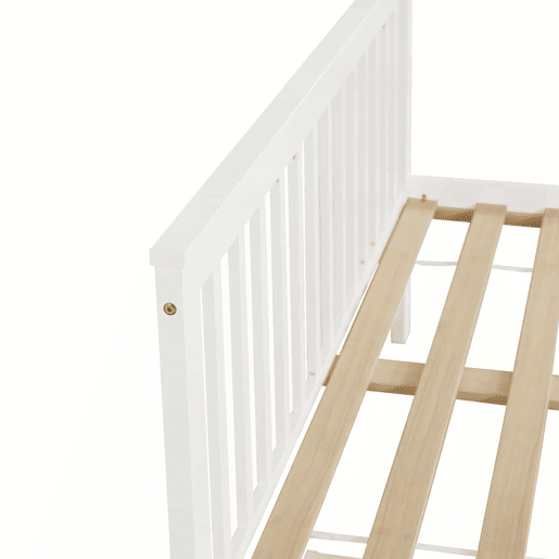 Cama de casal em madeira 140x200cm - com gavetas de arrumação, estrutura em pinho - Branco