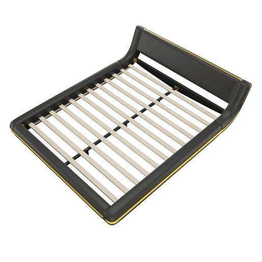 Cama plana 160x200 cm - PU, luz LED ambiente - Preto