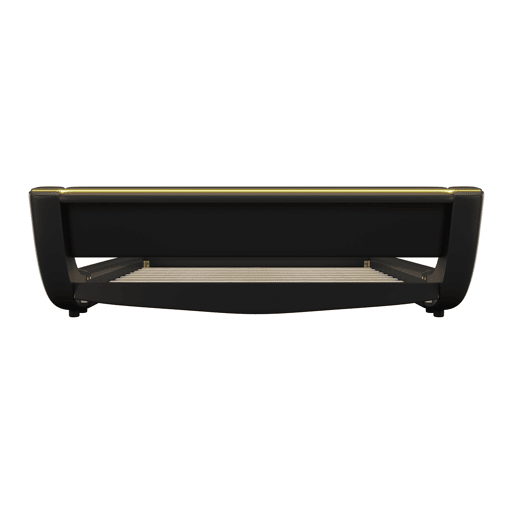 Cama plana 160x200 cm - PU, luz LED ambiente - Preto