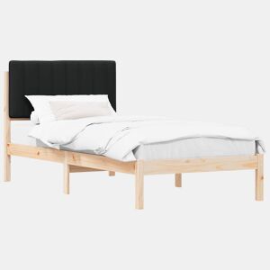 Estrutura de cama de solteiro para adultos com Cabeceira Estofada Preto 90 x 190 cm
