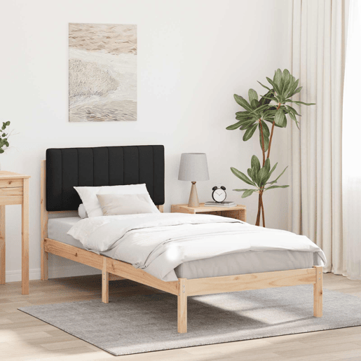 Estrutura de cama de solteiro para adultos com Cabeceira Estofada Preto 90 x 190 cm