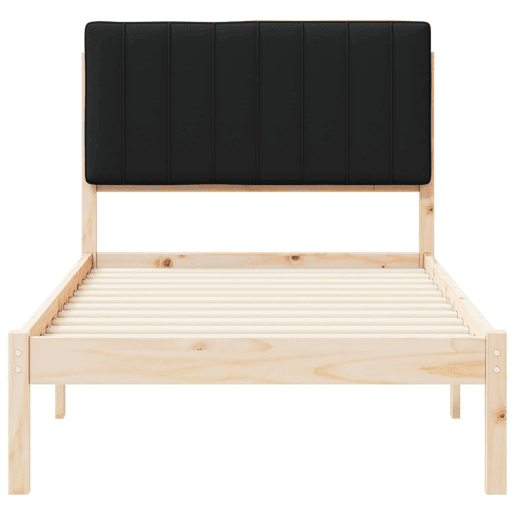 Estrutura de cama de solteiro para adultos com Cabeceira Estofada Preto 90 x 190 cm