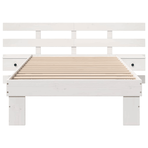 Estrutura de cama de solteiro para adultos com Cabeceira - Branco 100 x 200 cm