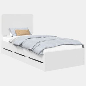 Estrutura de cama de solteiro para adultos Branco 90 x 190 cm Madeira de Engenharia