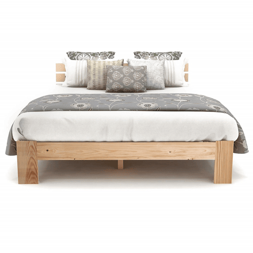 Cama de casal em madeira 200x140 cm - Cabeceira, estrutura da cama com estrado, madeira maciça, design em pinho