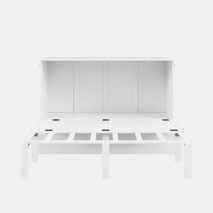 Cama rebatível 140x200 cm - Cama de parede com estrado, cama vertical com estrado, cama juvenil - Branca