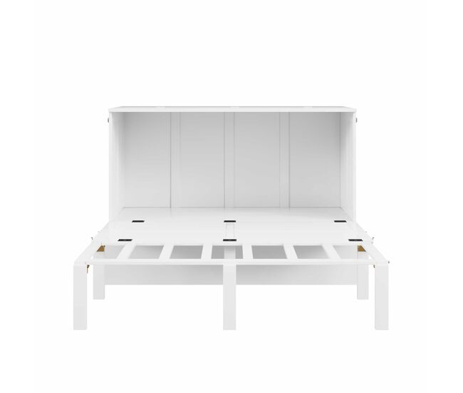Cama abatible 140x200 cm - cama de pared con somier, cama vertical con somier, cama juvenil - blanca