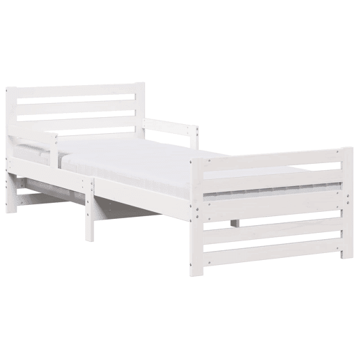 Estrutura de cama de solteiro para adultos - Branco 80 x 200 cm Madeira de Pinheiro Sólida