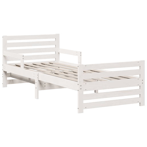 Estrutura de cama de solteiro para adultos - Branco 80 x 200 cm Madeira de Pinheiro Sólida
