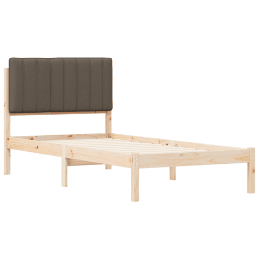 Estrutura de cama de solteiro Design com Cabeceira Estofada Cinzento-acastanhado