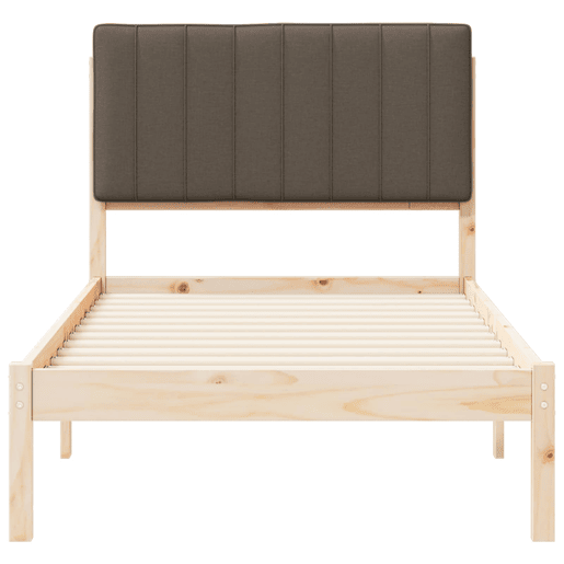 Estrutura de cama de solteiro Design com Cabeceira Estofada Cinzento-acastanhado