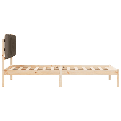 Estrutura de cama de solteiro Design com Cabeceira Estofada Cinzento-acastanhado