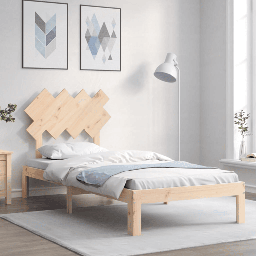 Estrutura de cama de solteiro para adultos de solteiro c cabeceira madeira maciça