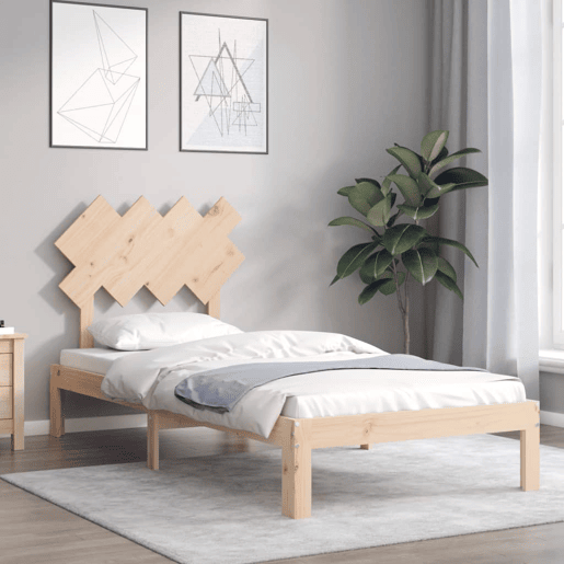 Estrutura de cama de solteiro para adultos de solteiro c cabeceira madeira maciça
