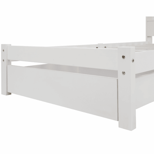 Cama de casal 140x200 cm - Com gavetas e estrado, estante para jovens e adultos - Branco