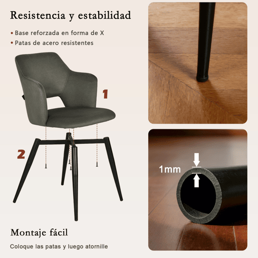 MEUBLES COSY Conjunto de 6 Cadeiras de Jantar Estofadas Estilo Nórdico, Apoios de Braços Curvos, Pés de Aço, Tecido Pet-Friendly, Verde Claro