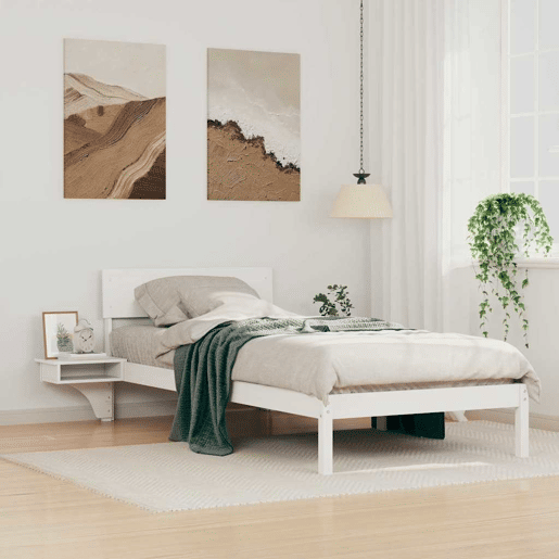 Estrutura de cama de solteiro para adultos com Cabeceira - Branco 100 x 200 cm