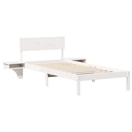 Estrutura de cama de solteiro para adultos com Cabeceira - Branco 100 x 200 cm