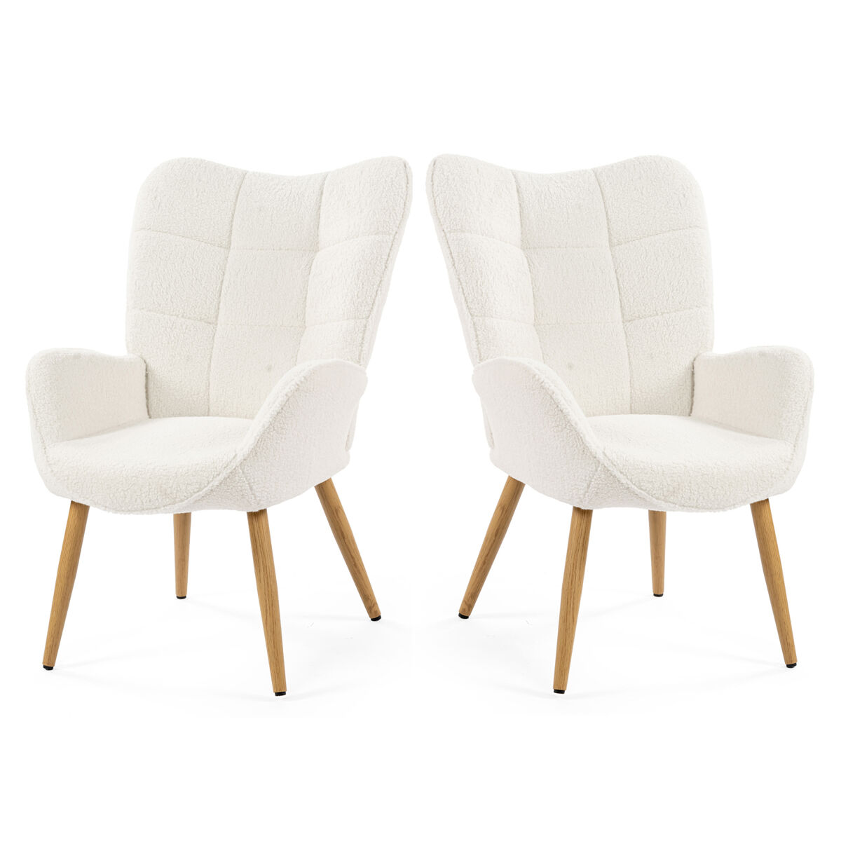 Sillón relax acolchado estilo escandinavo color blanco roto con patas de madera robusta altura ergonómica 90.5cm ideal para salón dormitorio oficina