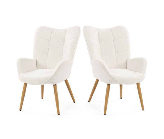 Sillón relax acolchado estilo escandinavo color blanco roto con patas de madera robusta altura ergonómica 90.5cm ideal para salón dormitorio oficina