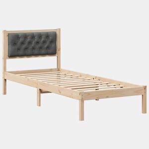 Estrutura de cama de solteiro para adultos com cabeceira Cinza Escuro 80 x 200 cm