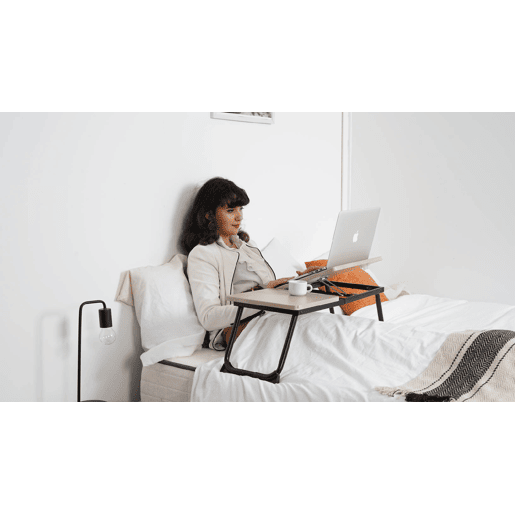 Mesa de Cama Dobrável para Laptop Inclinável, 5 Níveis Reguláveis, 65 cm, Multifuncional, Suporte de Leitura, Preto