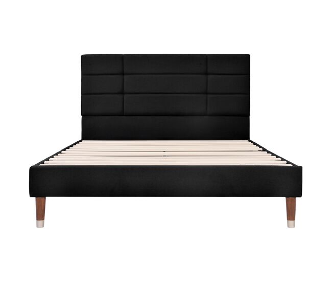 Cama polsterbett 140x200cm - estructura acolchada con cabecero - negro