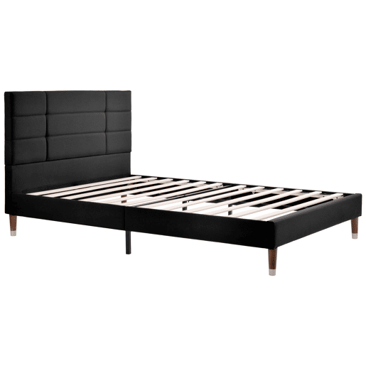 Cama Polsterbett 140x200cm - Estrutura acolchoada com cabeceira - Preto