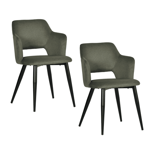 MEUBLES COSY Conjunto de 2 Cadeiras de Jantar Estofadas Estilo Nórdico, Apoios de Braços Curvos, Pés de Aço, Tecido Pet-Friendly, Verde Claro