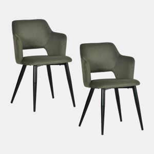 MEUBLES COSY Conjunto de 2 Cadeiras de Jantar Estofadas Estilo Nórdico, Apoios de Braços Curvos, Pés de Aço, Tecido Pet-Friendly, Verde Claro