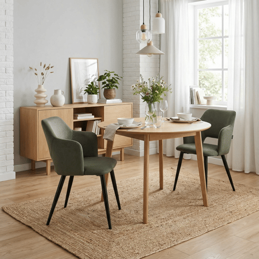 MEUBLES COSY Conjunto de 2 Cadeiras de Jantar Estofadas Estilo Nórdico, Apoios de Braços Curvos, Pés de Aço, Tecido Pet-Friendly, Verde Claro