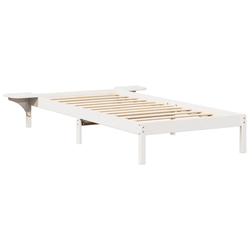 Estrutura de cama de solteiro para adultos - Branco 90 x 190 cm Madeira de Pinheiro Sólida