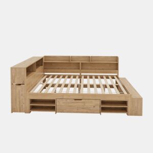 Cama infantil 140x200 cm - multifuncional com mesinha, gavetas, prateleiras e arrumação - Natural