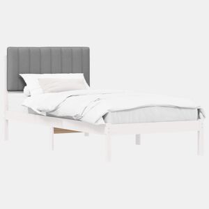 Estrutura de cama de solteiro simple com Cabeceira Estofada Cinzento-claro