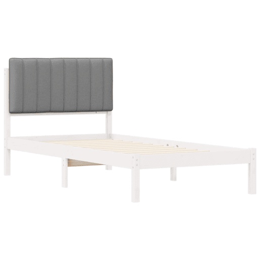Estrutura de cama de solteiro simple com Cabeceira Estofada Cinzento-claro