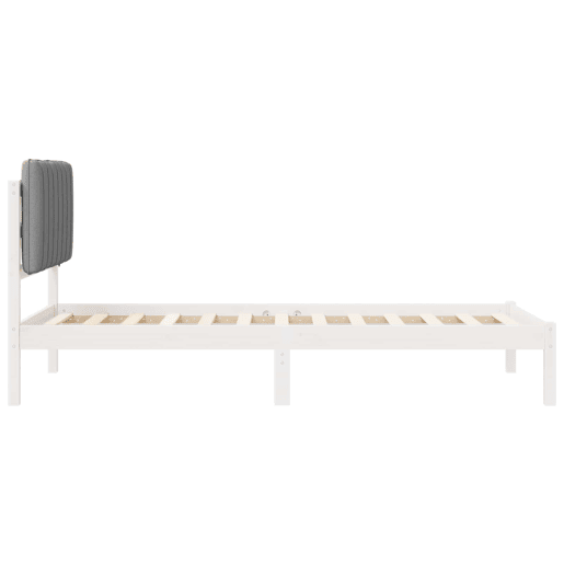 Estrutura de cama de solteiro simple com Cabeceira Estofada Cinzento-claro