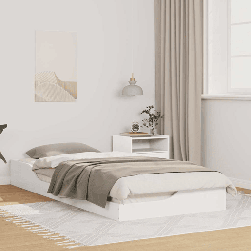 Estrutura de cama de solteiro para adultos - Branco 80 x 210 cm Madeira de Pinheiro Sólida